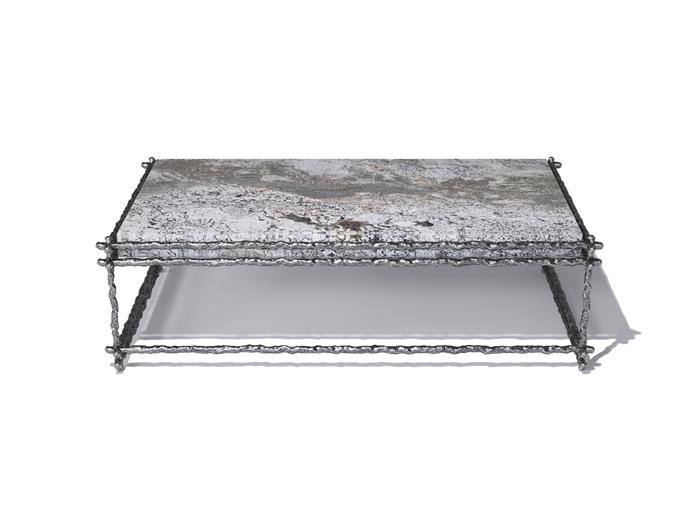 Draft Rectangle Coffee Table Aged Aluminum