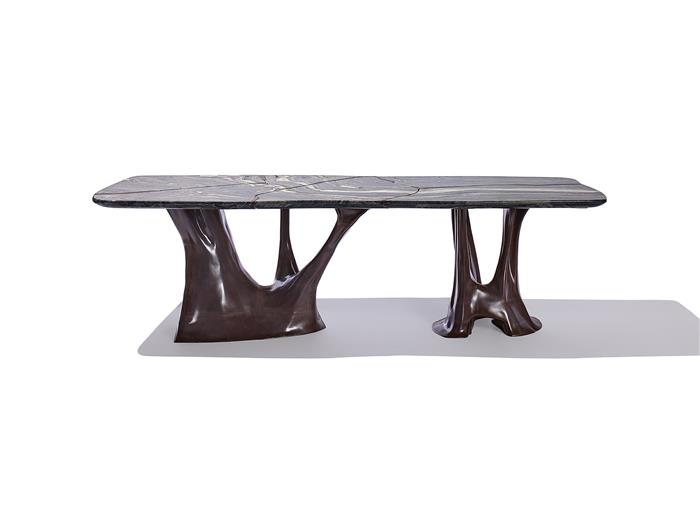 Erosion Dining Table Aged Aluminum