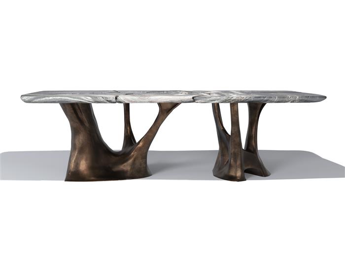 Erosion Dining Table  Aged Aluminum 