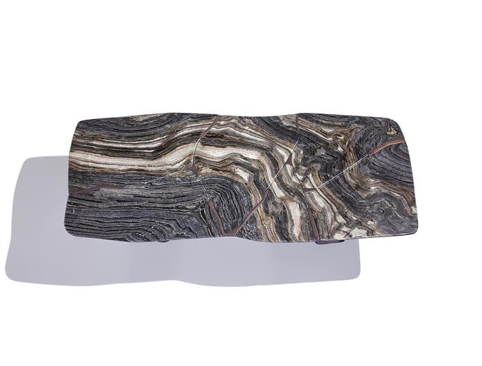 Erosion Dining Table Aged Aluminum