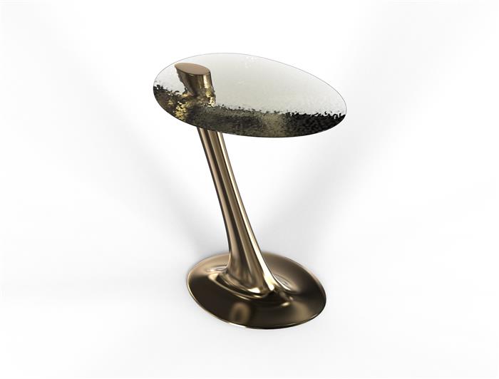 Surf Cocktail Table Natural Bronze Glass Top