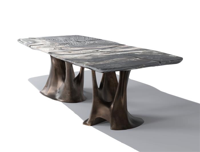 Erosion Dining Table  Aged Aluminum 