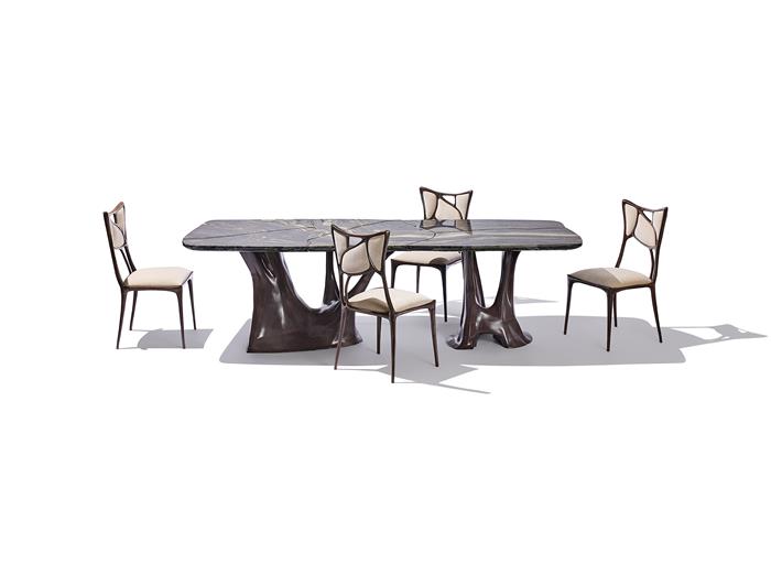 Erosion Dining Table Aged Aluminum