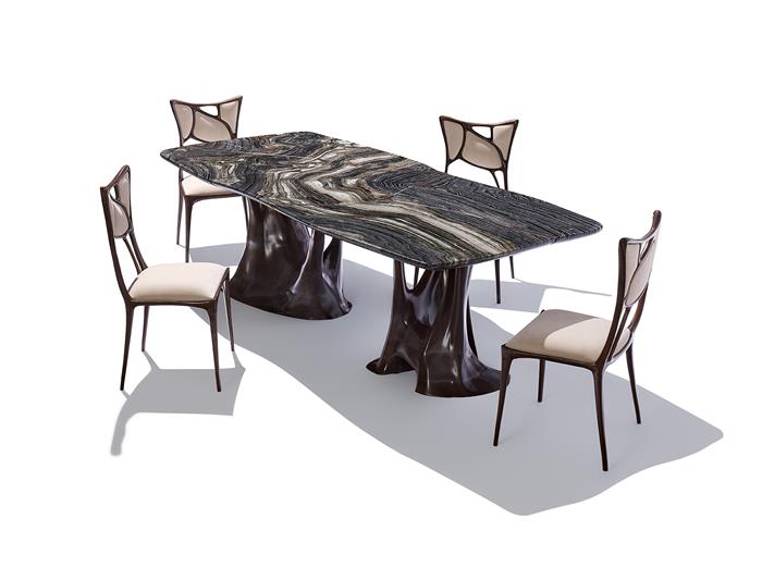 Erosion Dining Table Aged Aluminum