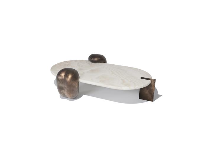 Candy Elliptical Coffee Table Aged Aluminum