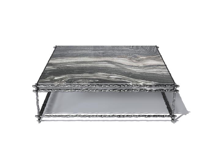 Draft Square Coffee Table Aged Aluminum
