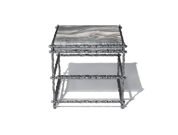 Draft Side Table Aged Aluminum