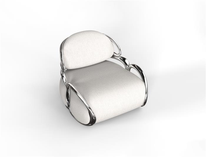 Cell Chair Polished Aluminum Cast Glass Accents