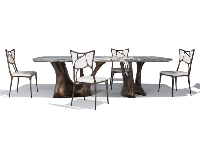 Erosion Dining Table  Aged Aluminum 