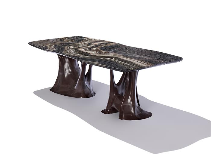 Erosion Dining Table Aged Aluminum