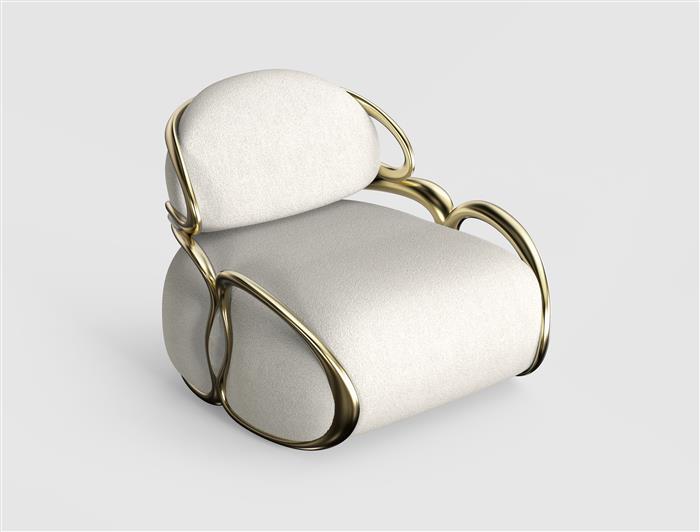 Cell Chair Polished Brass And White Onyx Accents