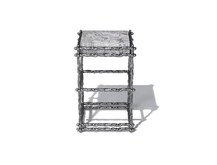 Draft Cocktail Table Aged Aluminum