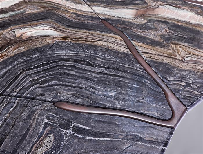 Erosion Dining Table Aged Aluminum