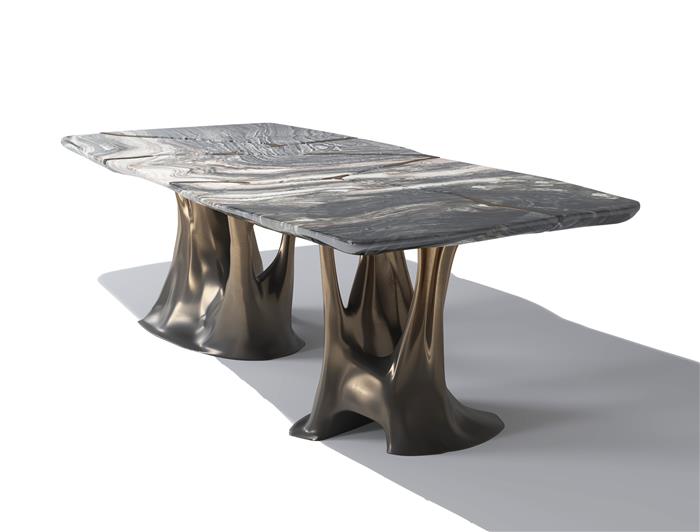 Erosion Dining Table Dark To Natural Bronze Gradient