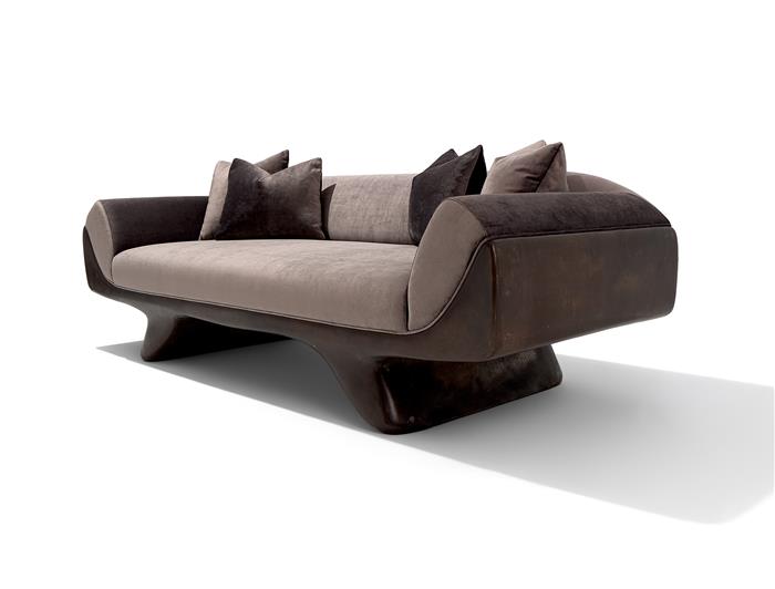Fluora Sofa Aged Aluminum