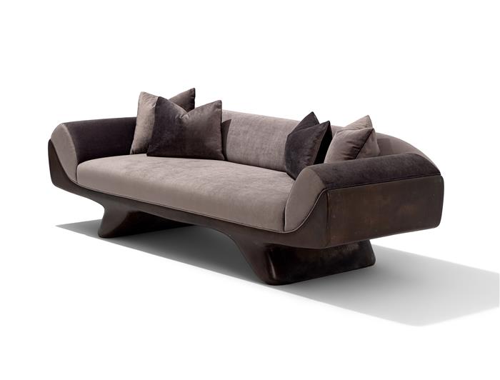 Fluora Sofa Aged Aluminum