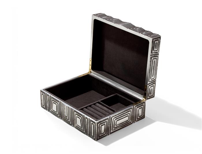 Pyramid Box Polished Antique Aluminum