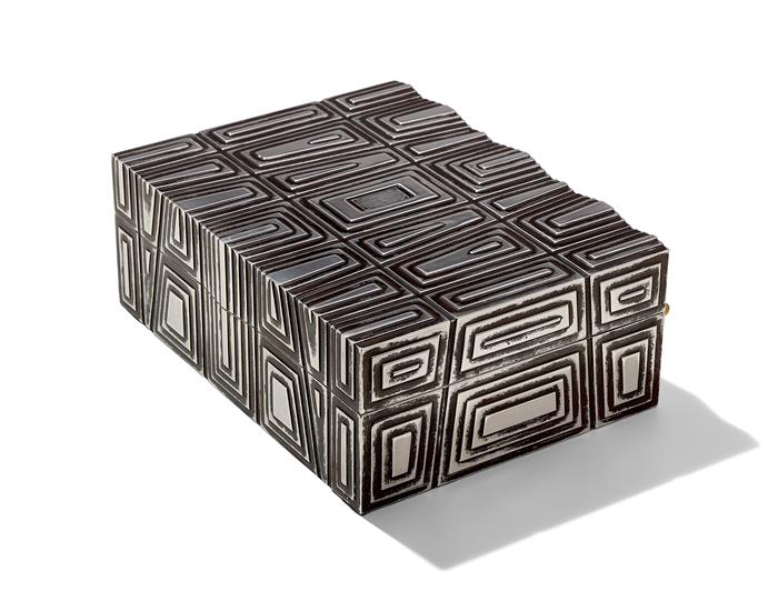 Pyramid Box Polished Antique Aluminum