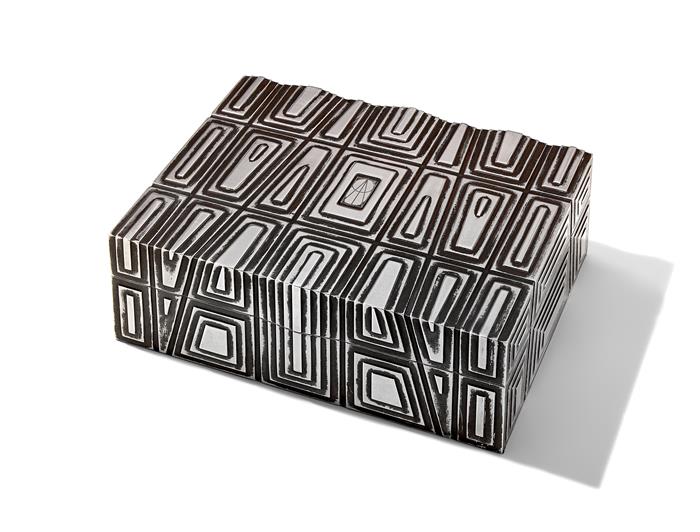 Pyramid Box Polished Antique Aluminum