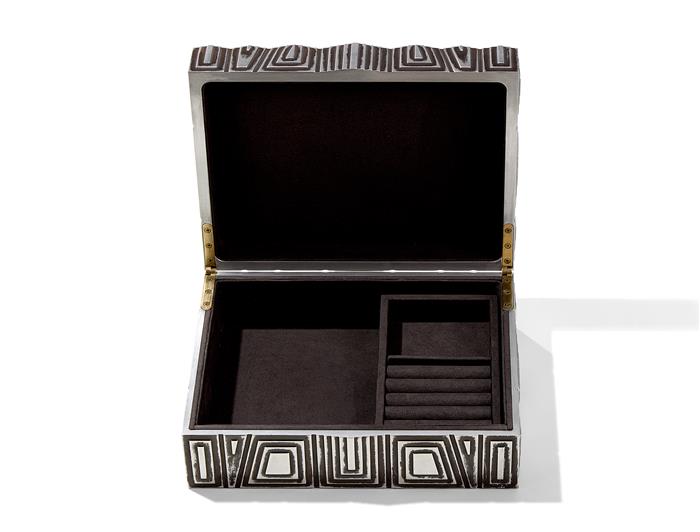 Pyramid Box Polished Antique Aluminum