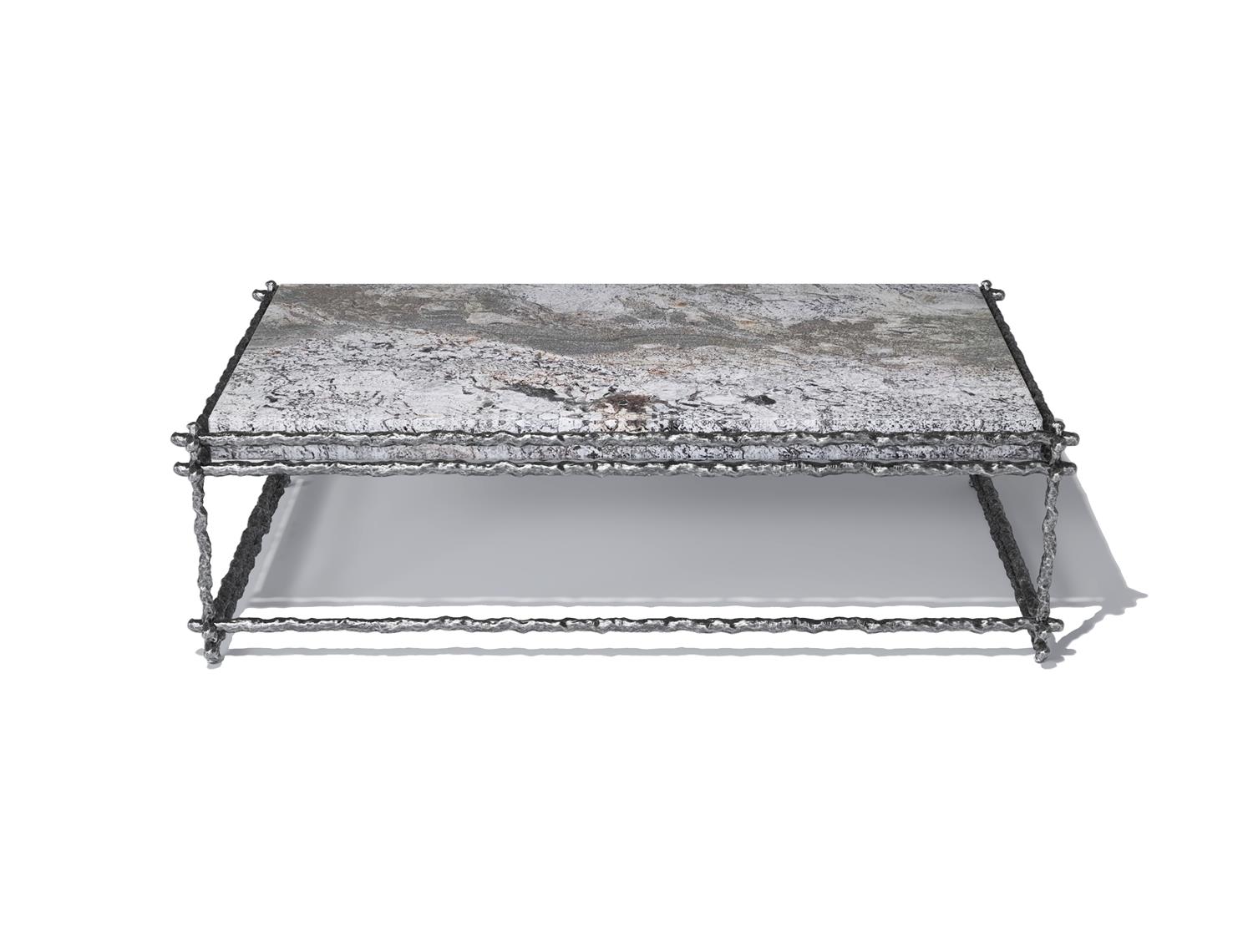 Draft Rectangle Coffee Table Aged Aluminum
