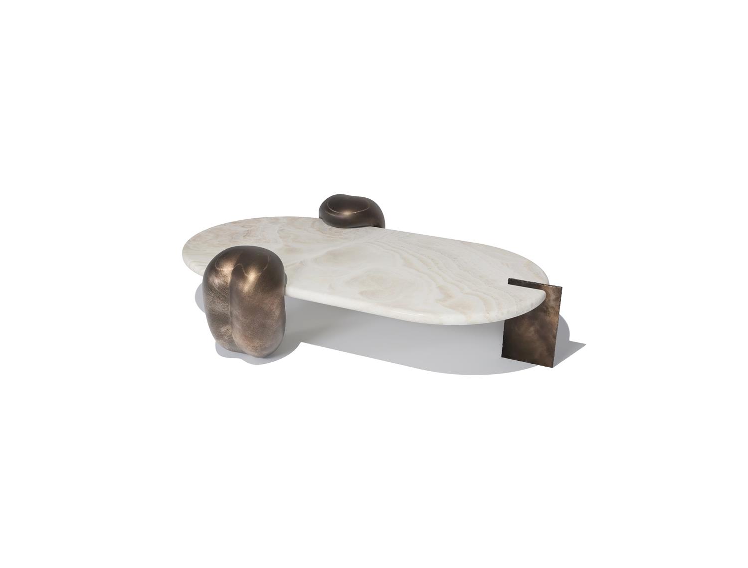 Candy Elliptical Coffee Table Aged Aluminum