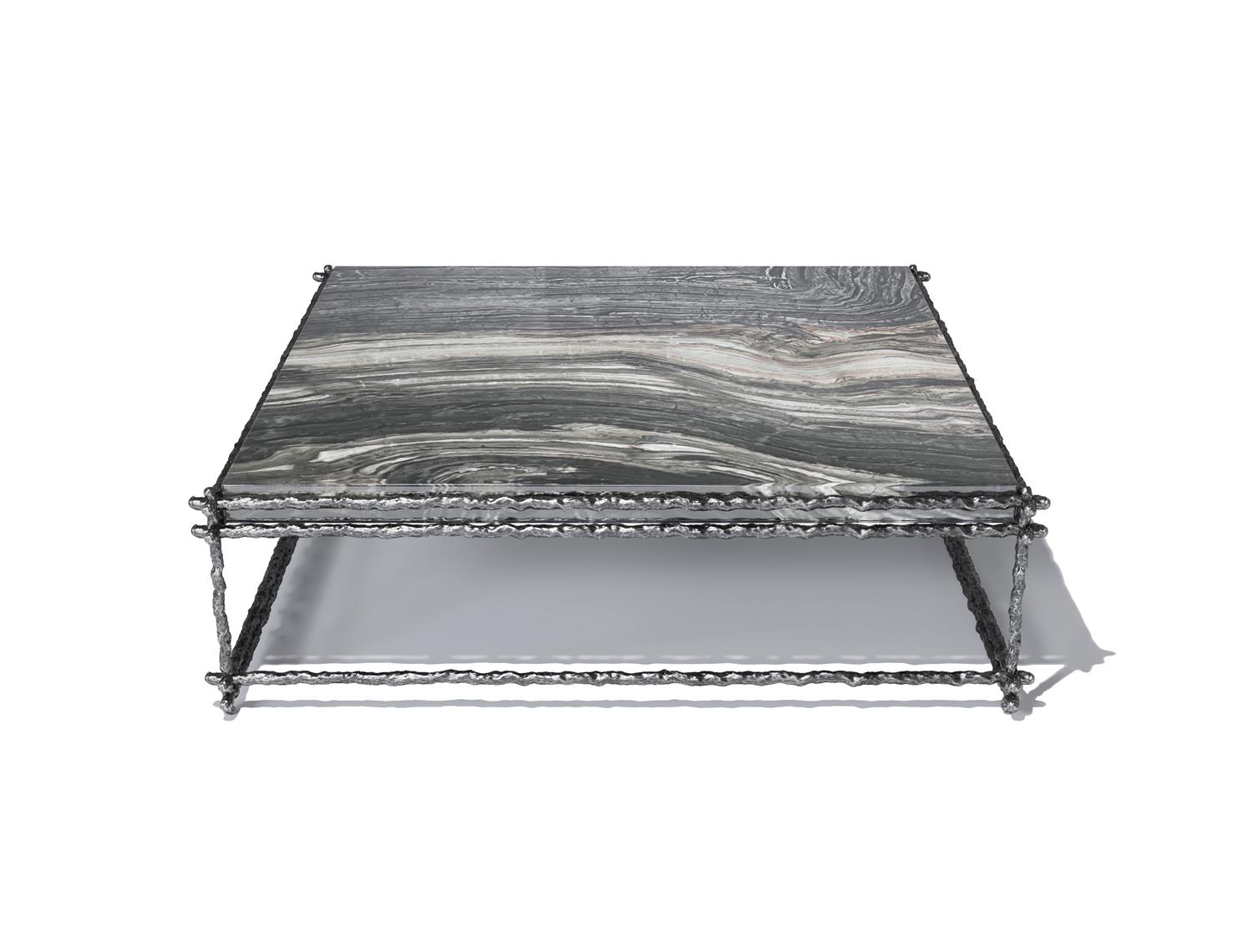 Draft Square Coffee Table Aged Aluminum