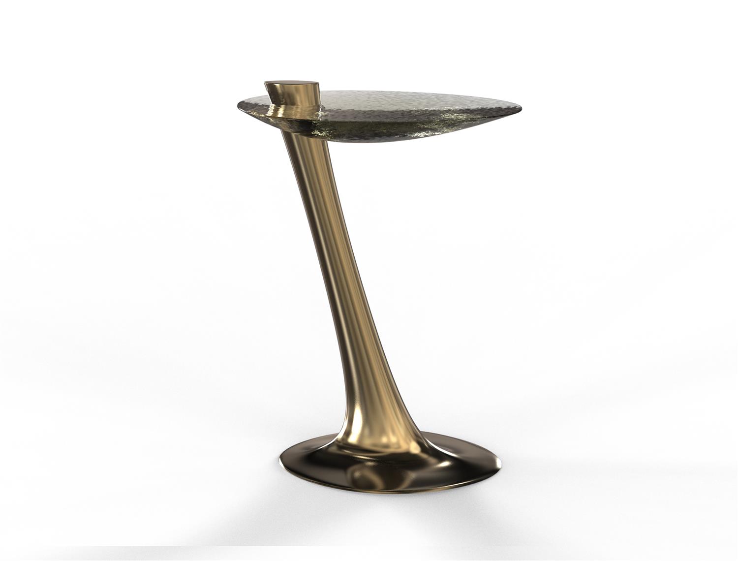 Surf Cocktail Table Natural Bronze Glass Top