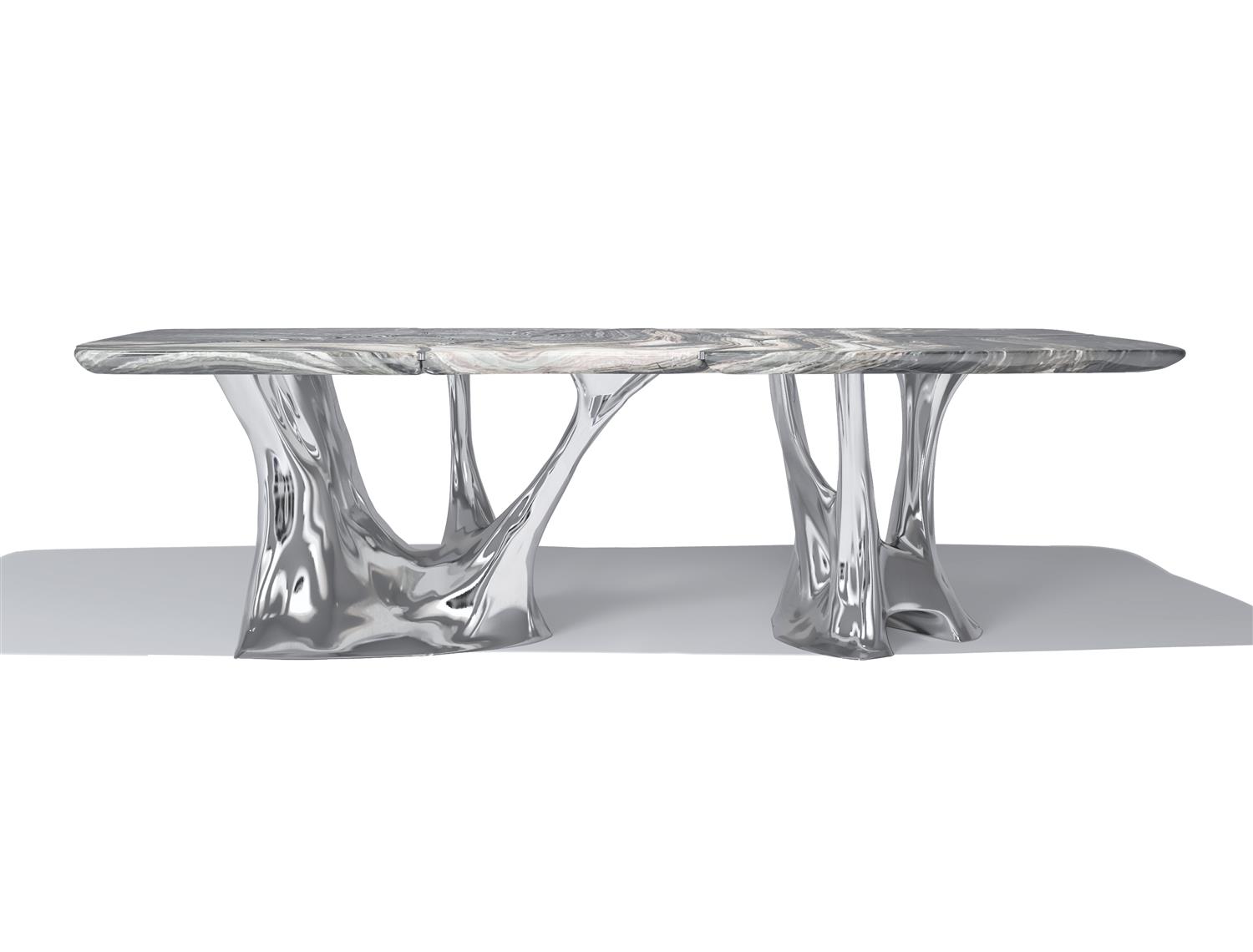 Erosion Dining Table Polished Aluminum