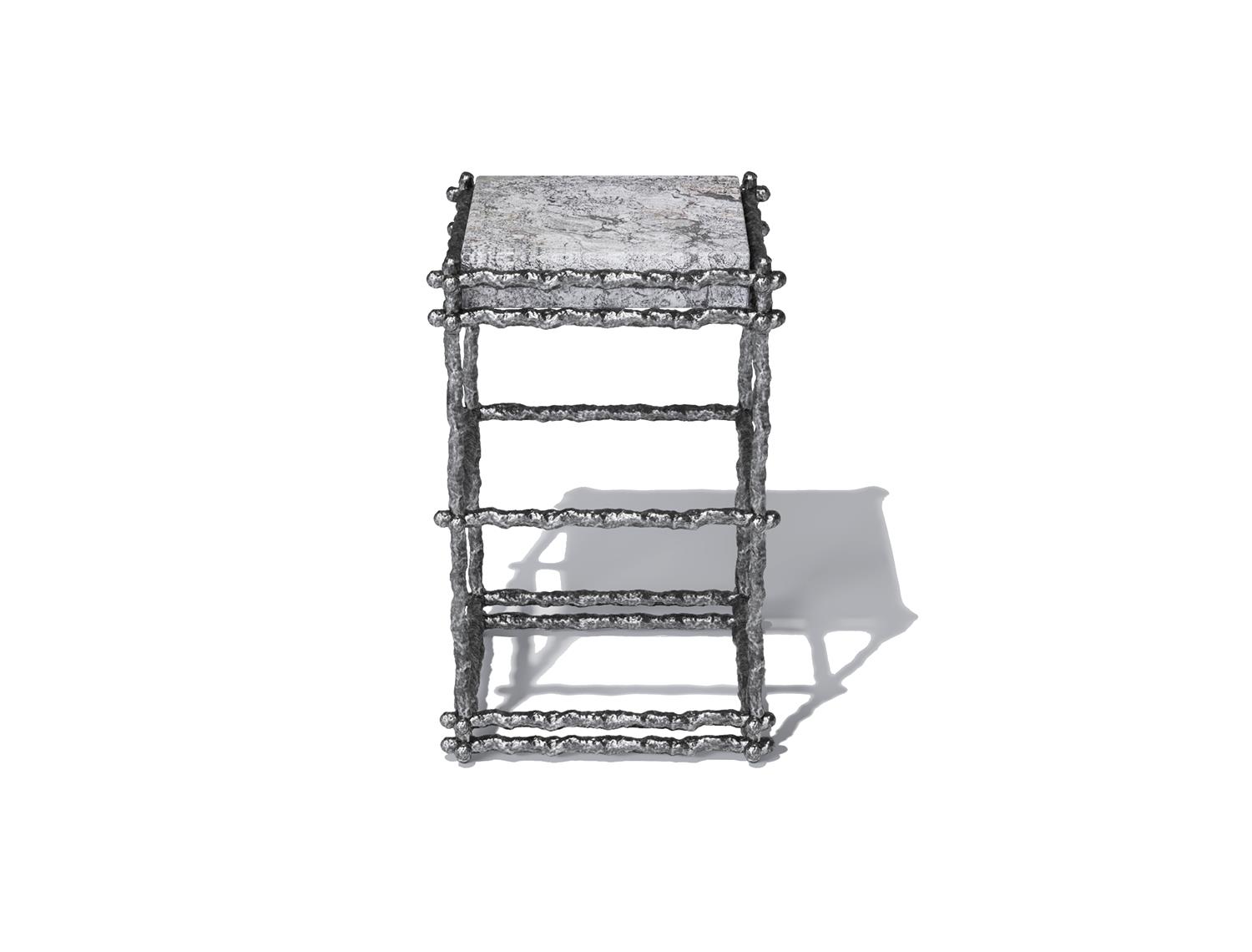 Draft Cocktail Table Aged Aluminum